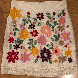 Anthropologie Maeve Embroidered Lace Skirt